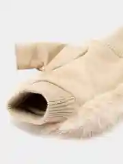Бежевый женские перчатки митенки с мехом
