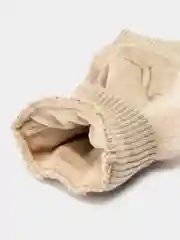 Бежевый женские перчатки митенки с мехом
