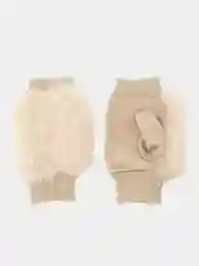Бежевый женские перчатки митенки с мехом