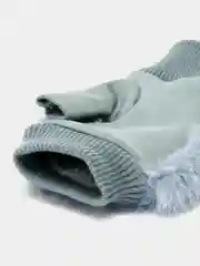 Голубой женские перчатки митенки с мехом
