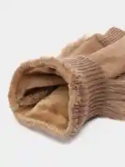 Коричневый женские перчатки митенки с мехом