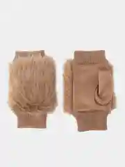 Коричневый женские перчатки митенки с мехом