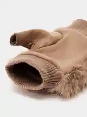 Коричневый женские перчатки митенки с мехом