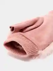 Розовый женские перчатки митенки с мехом