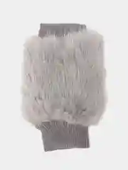 Серый женские перчатки митенки с мехом