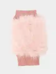 Розовый женские перчатки митенки с мехом