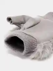 Серый женские перчатки митенки с мехом