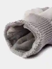 Серый женские перчатки митенки с мехом
