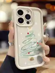 Бежевый меланж чехол для iPhone 11 12 13 14 15 16 Pro Max XR Plus 7 8 XS mini с принтом новогодний айфон