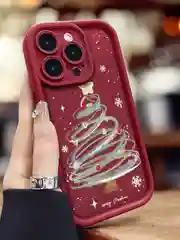 Красный чехол для iPhone 11 12 13 14 15 16 Pro Max XR Plus 7 8 XS mini с принтом новогодний айфон