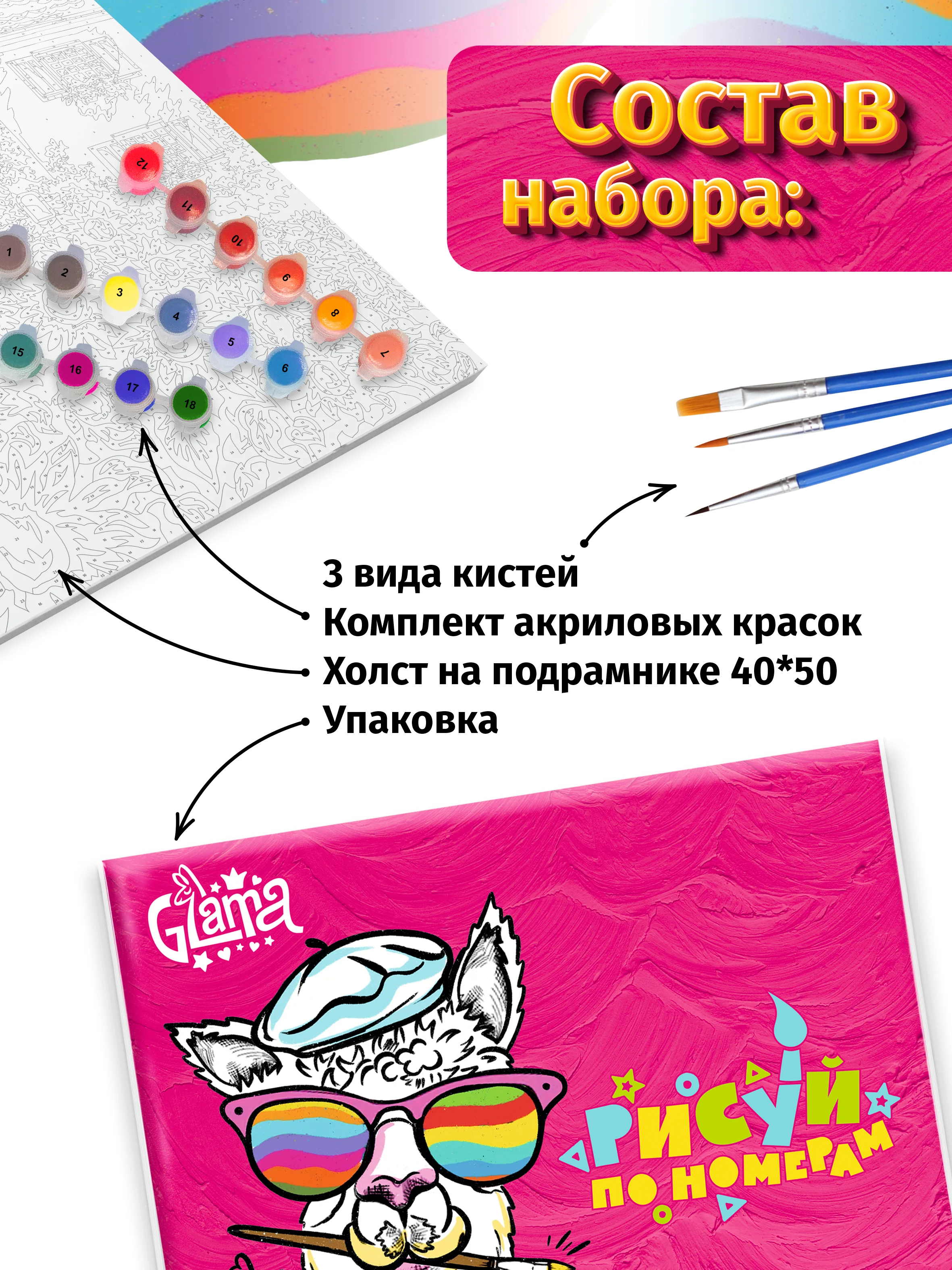 Тюльпаны Картина по номерам на холсте с подрамником 40 х 50 "Glama"