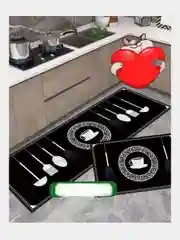 Угольный комплект кухонных ковриков из двух штук