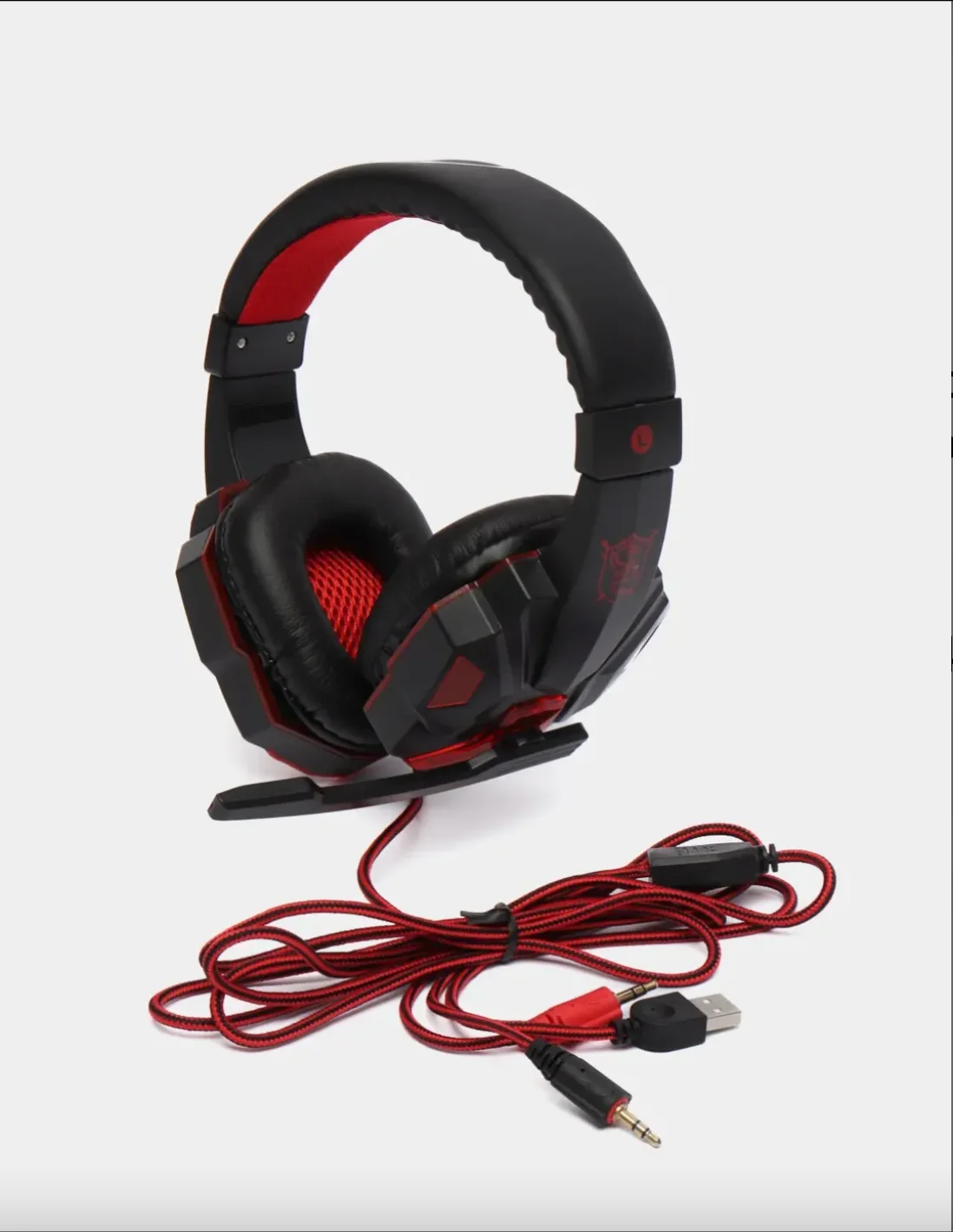 Красный наушники игровые SY830MV с микрофоном/ Игровая гарнитура/ Компьютерные игровые наушники