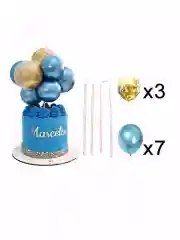 Лазурный топпер для торта шары, декор для торта, украшение для торта, топпер "С днем рождения"