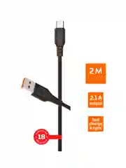 Черный кабель GoPower GP01T-2M USB (m)-Type-C (m) 2.0м 2.1A черный (1/200/800)