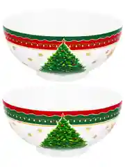 Салатник 700 мл 15x15x7 см Elan Gallery Новогодняя елка, 2 штуки NEW BONE CHINA