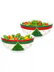 Салатник 700 мл 15x15x7 см Elan Gallery Новогодняя елка, 2 штуки NEW BONE CHINA