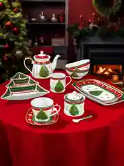 Салатник 700 мл 15x15x7 см Elan Gallery Новогодняя елка, 2 штуки NEW BONE CHINA