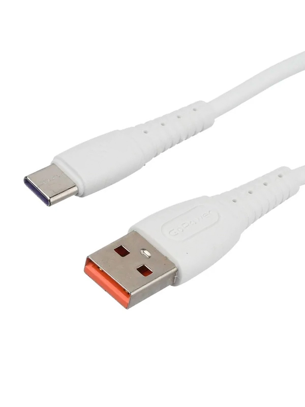 Кабель GoPower GP07T USB (m)-Type-C (m) 2.4A силикон белый (1/200/800)