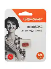 Красный карта памяти microSD GoPower 64GB Class10 UHS-I (U3) 100 МБ/сек V30 без адаптера