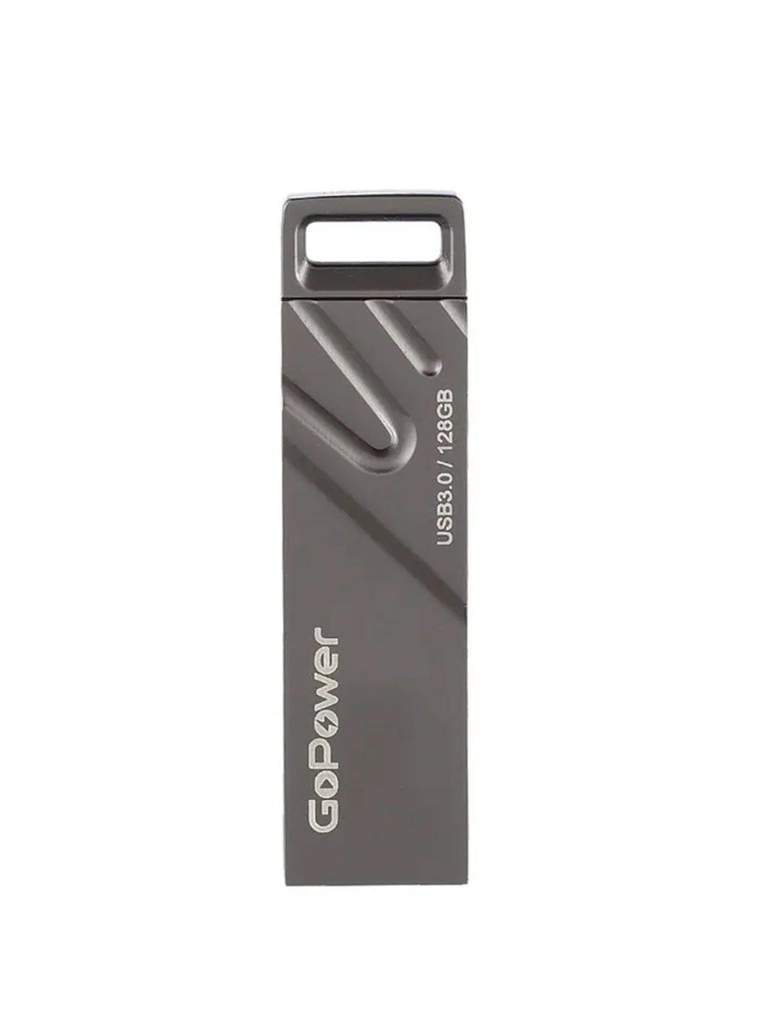 Черный флеш-накопитель GoPower TITAN 128GB USB3.0 металл черный графит (1/50/1000)