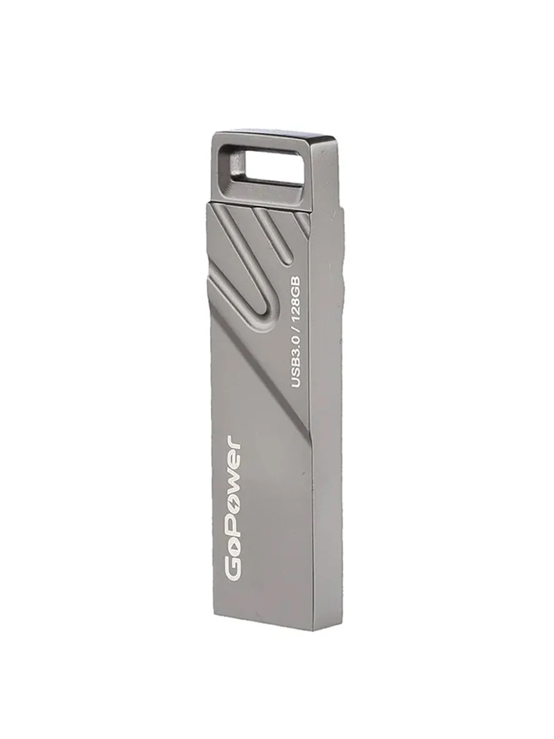 Черный флеш-накопитель GoPower TITAN 128GB USB3.0 металл черный графит (1/50/1000)