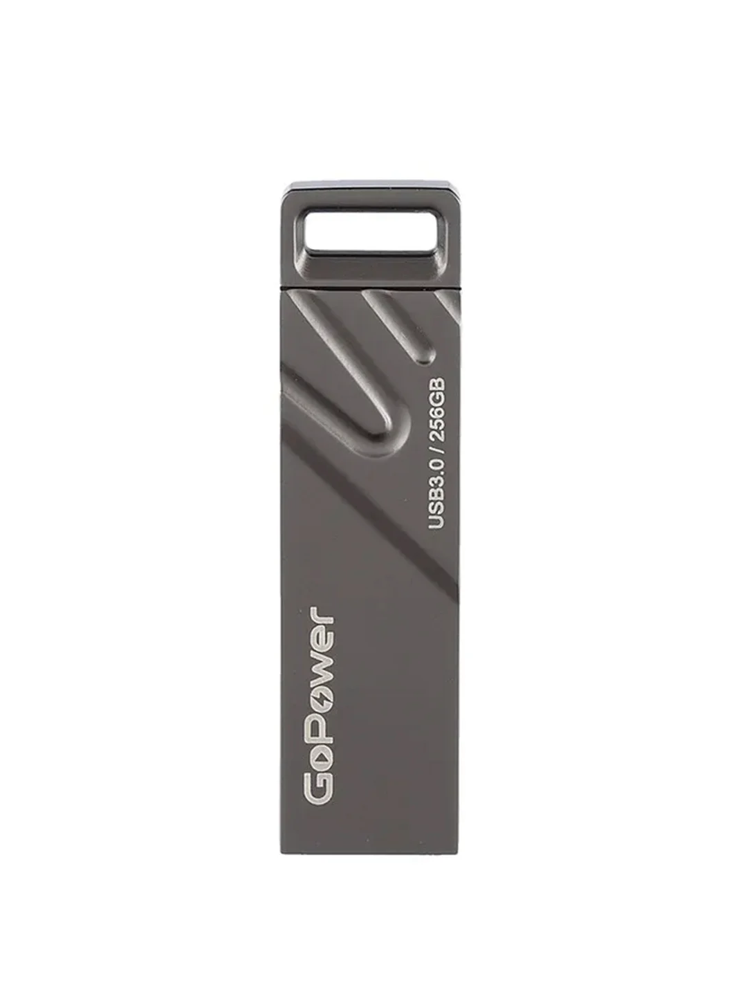 Черный флеш-накопитель GoPower TITAN 256GB USB3.0 металл черный графит (1/50/1000)