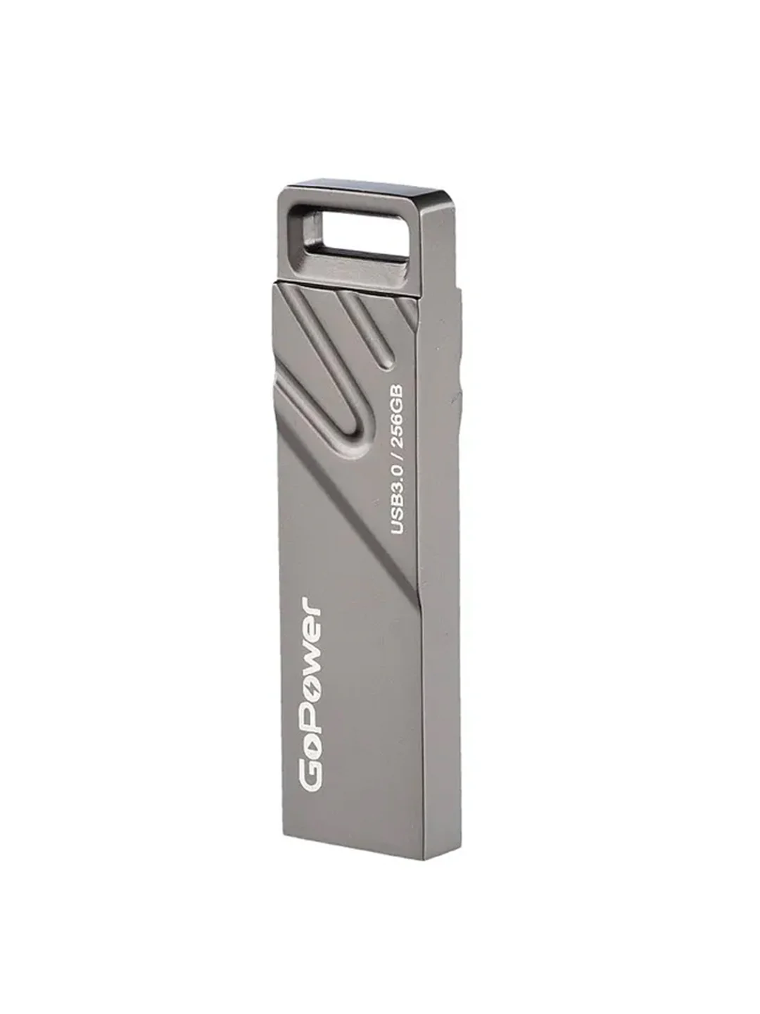 Черный флеш-накопитель GoPower TITAN 256GB USB3.0 металл черный графит (1/50/1000)