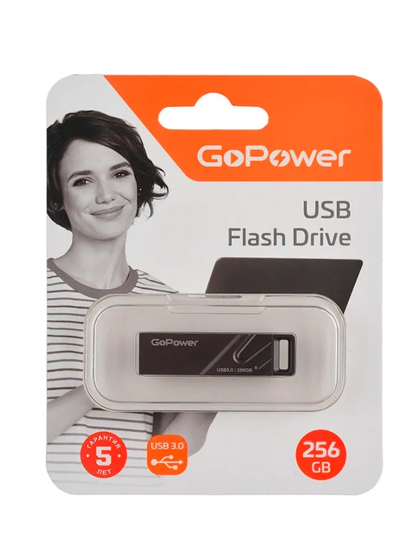 Флеш-накопитель GoPower TITAN 256GB USB3.0 металл черный графит (1/50/1000)
