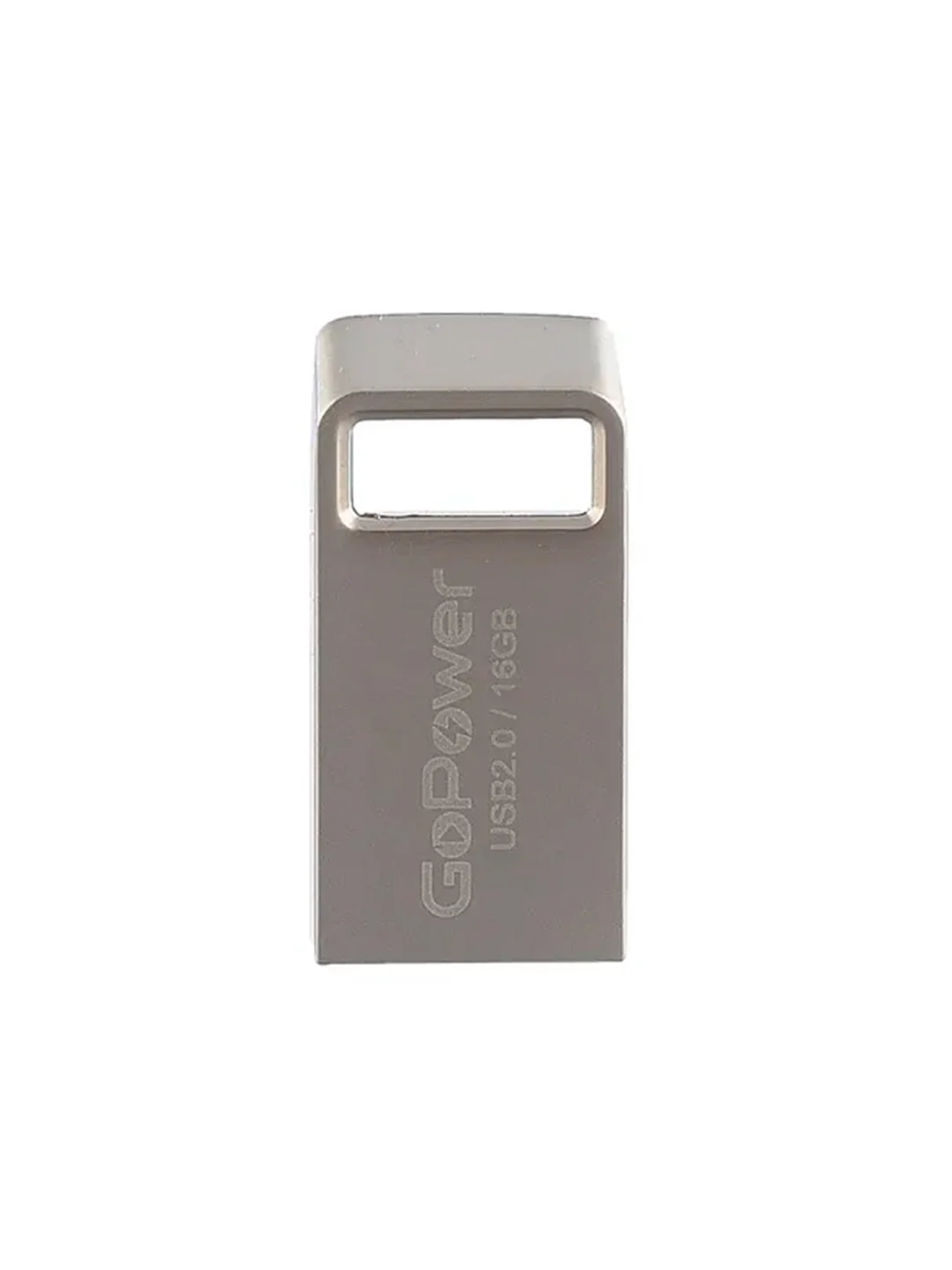 Серый флеш-накопитель GoPower MINI 16GB USB2.0 металл серебряный (1/50/1000)
