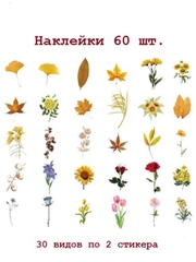 Наклейки цветы набор 60 шт