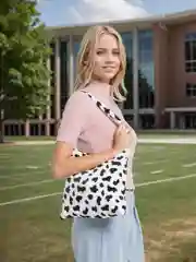 Белый плюшевая сумка шоппер с принтом, женская