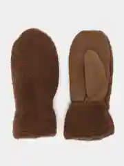 Коричневый женские теплые варежки с мехом