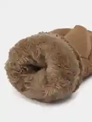 Коричневый женские теплые варежки с мехом
