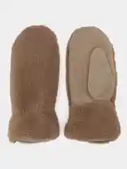 Светло-коричневый женские теплые варежки с мехом