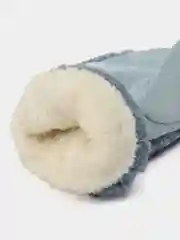 Синий женские теплые варежки с мехом