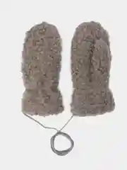 Серый женские теплые варежки с мехом