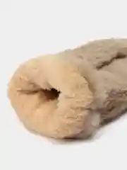 Бежевый женские теплые варежки с мехом