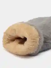 Серый женские теплые варежки с мехом