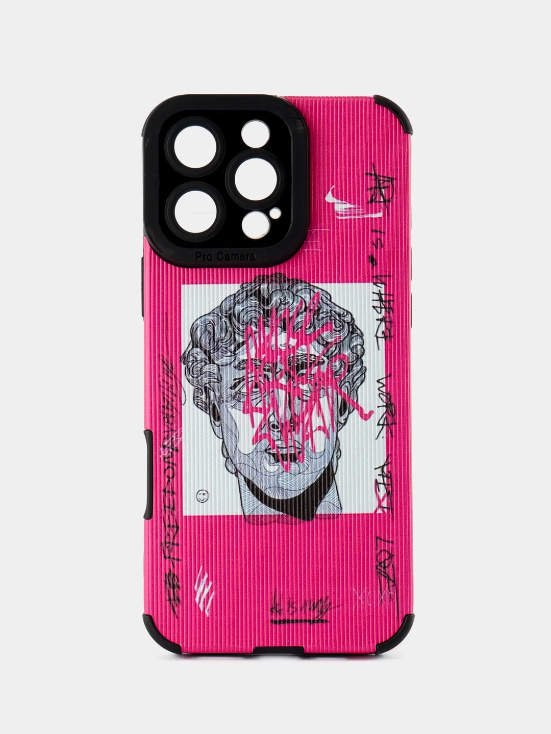 Багровый чехол для айфон (iPhone) 11, 12, 13, 14, 15, 16 Pro Max, силиконовый ребристый с принтом