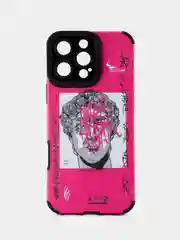Багровый чехол для айфон (iPhone) 11, 12, 13, 14, 15, 16 Pro Max, силиконовый ребристый с принтом