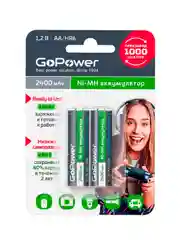 Черный аккумулятор предзаряженный RTU GoPower HR6 AA BL2 NI-MH 2400mAh (2/20/240)
