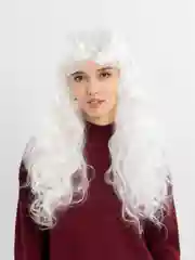 Белый парик однотонный c челкой