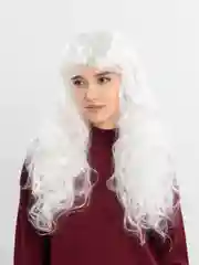 Белый парик однотонный c челкой