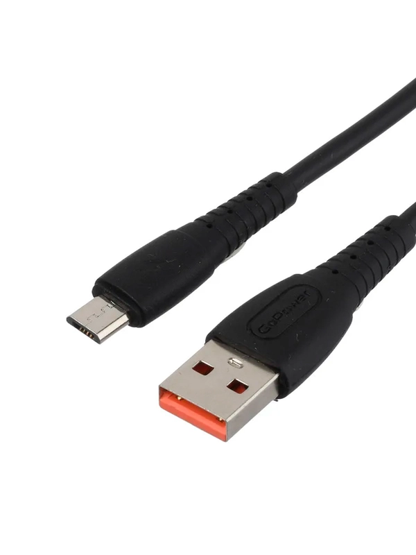 Кабель GoPower GP07M USB (m)-microUSB (m) 2.4A силикон черный (1/200/800)