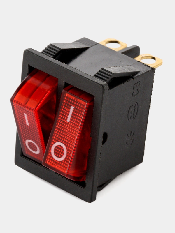 Переключатель KCD3-101N ON-OFF 15A 250V (6 контактов) красный ДВОЙНОЙ