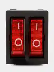 Переключатель KCD3-101N ON-OFF 15A 250V (6 контактов) красный ДВОЙНОЙ