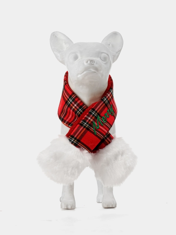 PUPPIA Шарфик для собак новогодний "Santa", красная клетка, M (Южная Корея)