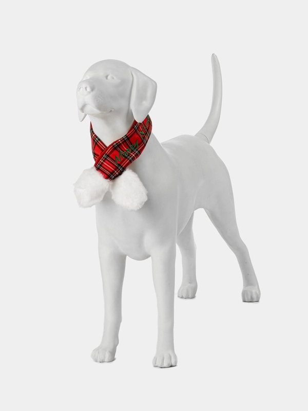 PUPPIA Шарфик для собак новогодний "Santa", красная клетка, L (Южная Корея)