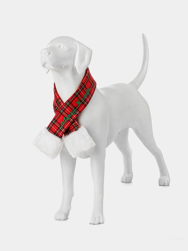 PUPPIA Шарфик для собак новогодний "Santa", красная клетка, XL (Южная Корея)